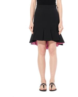 McQueen Wool Silk Skirt, Blk - Black