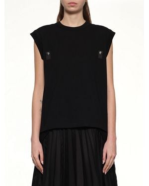 Sacai Cotton Jersey X Nylon Twill T-Shirt - Black
