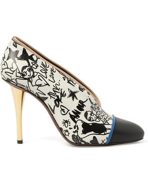 Lanvin Print V Neck Pump - White