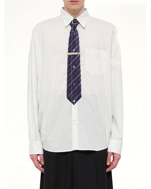 Doublet Trompe L'Oeil Tie Embroidery Shirt - White