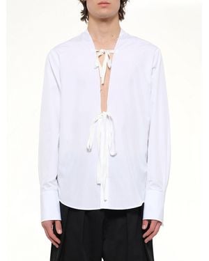 Maison Margiela V Neck Long Sleeved Shirt - White