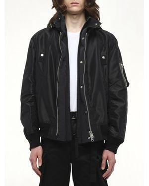 Sacai X Nylon Twill X Grosgrain Blouson Bomber Jacket, 100% Cotton - Black