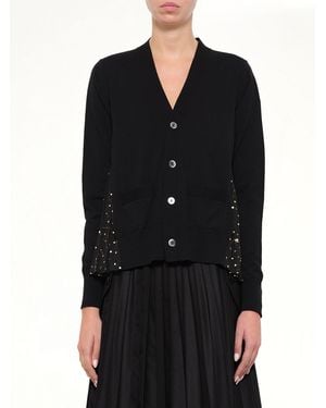Sacai Floral Mix Cardigan - Black