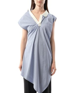 Sacai Cotton Poplin Polo Shirt - Blue