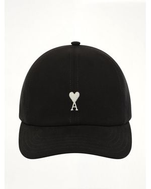 Ami Paris Contrast Ami De Coeur Embroidery Cap - Black