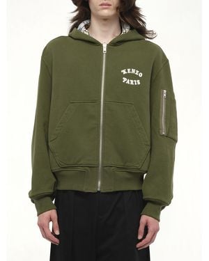 KENZO Verdy Collection Reversible Full Zip Hoodie, 100% Cotton, Size: Medium - Green
