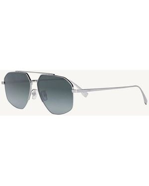 Fendi Fe40062U Aviator Sunglasses With Smoke Polarised Lens - Blue