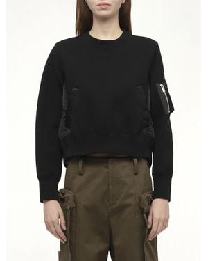 Sacai Sponge Sweat X Nylon Twill Pullover - Black