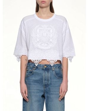 Balmain Emblem Baseball T-Shirt - White