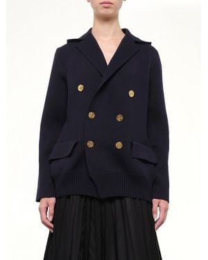 Sacai Cotton Cashmere Knit Jacket - Blue