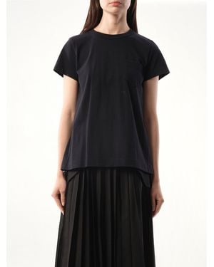 Sacai X Cotton Poplin X Jersey T-Shirt, Short Sleeves, 100% Cotton - Black