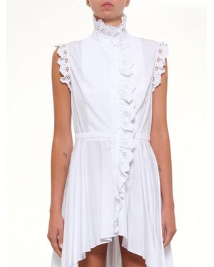 McQueen Sleeveless Ruffle Dress - White