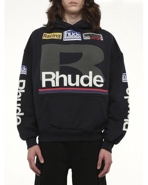 Rhude Petrol Patch Hoodie, 100% Cotton, Size: Small - Black