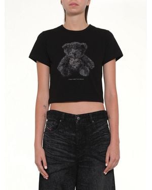 we11done Bear Print Slim-Fit T-Shirt - Black