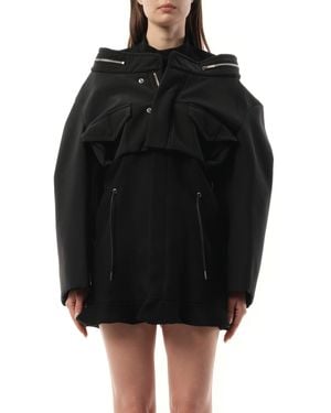 Sacai X Grosgrain Bonding X Wool Melton Dress, 100% Cotton - Black