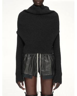 Rick Owens Alpaca Knit Ls Cowl - Black
