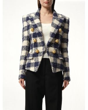 Balmain 6 Button Tweed Jacket, 100% Cotton - Black