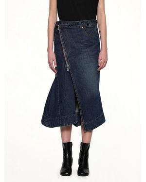 Sacai Side Zip Denim Skirt - Blue