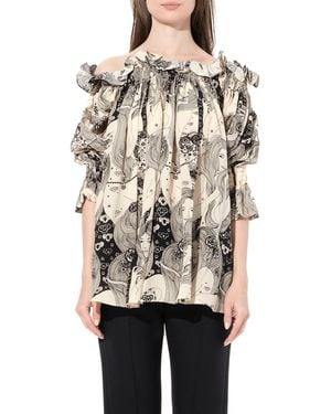 McQueen Off Shld Eve Top - White