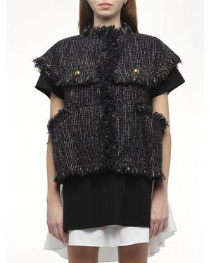 【SACAI】Emblem Silk Blend Single Jacket Sacai Emblem Suiting Jacket, 100% Cupro in Black | Lyst