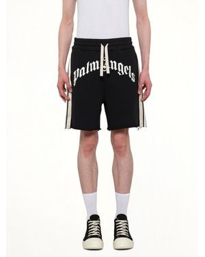Palm Angels Curved Logo Track Sweatshorts - Black