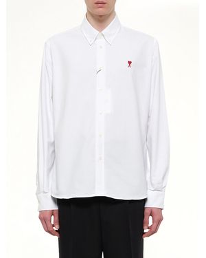 Ami Paris Embroidered Adc Long Sleeve Shirt - White
