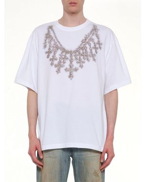 we11done Cross Necklace T-Shirt - White