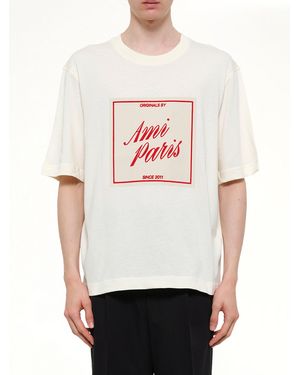 Ami Paris Signature Print Boxy Fit T-Shirt - White