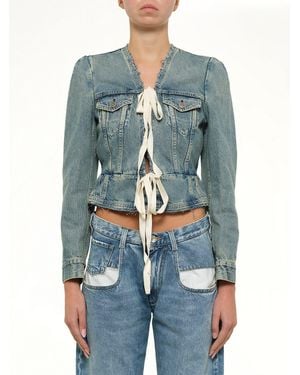 Maison Margiela V Neck Denim Jacket - Blue