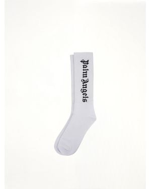 Palm Angels Vertical Logo Socks - White