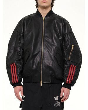 Willy Chavarria Adidas X Chavarria Leather Bomber Jacket - Black