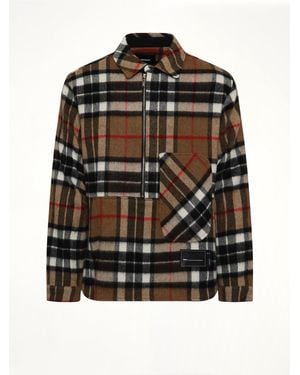 we11done Check Anorak Wool Shirt - Black
