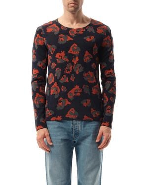 Lanvin Leopard Jacq Raw Sweatshirter, Long Sleeves, Size: Small - Blue