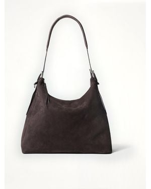 Lemaire Belted Hobo Suede Bag - Black