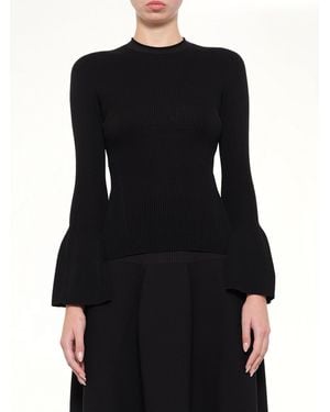 CFCL Soft Portrait Long Bell Sleeve Top - Black