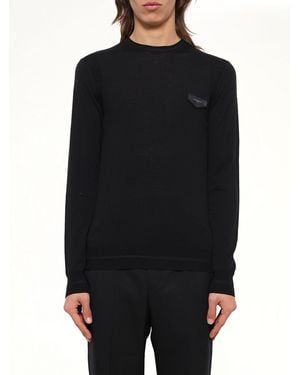 Givenchy Leather Patch Pullover - Black