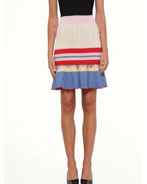 McQueen Knit Tweed Mini Skirt - Red