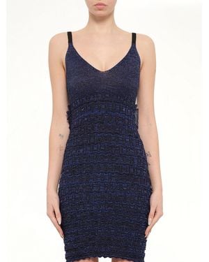 KENZO Metallic Textured Knit Dress - Blue