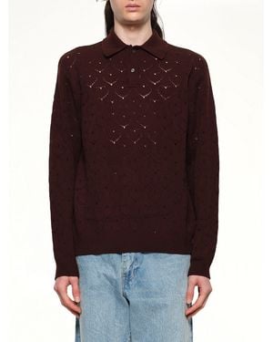 vowels Eyelet Polo - Red