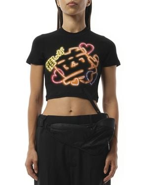 Doublet Japanese Fan-Service Neon Paint T-Shirt, Short Sleeves - Black