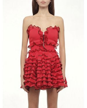 McQueen Off Shld Str Mini Dress, Size: Small - Red
