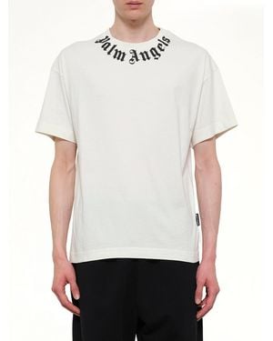 Palm Angels Neck Logo Regular T-Shirt - White