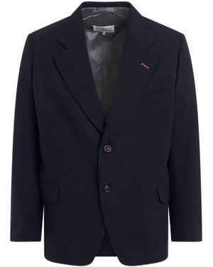 Maison Margiela Herringbone Wool Jacket, Long Sleeves, 100% Cotton - Blue