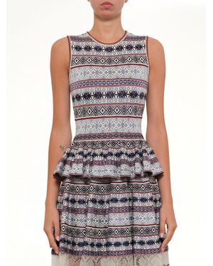 McQueen Sleeveless Peplum Dress - Gray