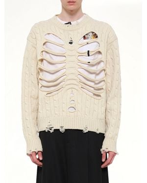 Doublet Rib Cage Cable Knit Pullover - Natural