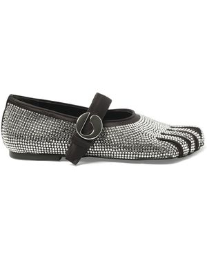 Coperni Crystal-Embellished Five-Toe Ballerina Belt Flat Sandals, 100% Leather - Grey
