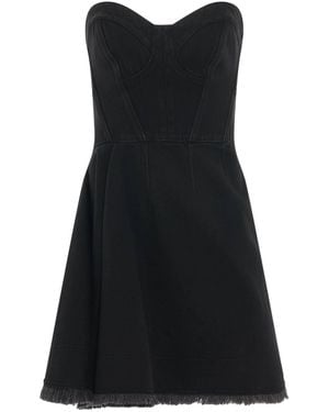 McQueen Mini Bustier Denim Dress - Black