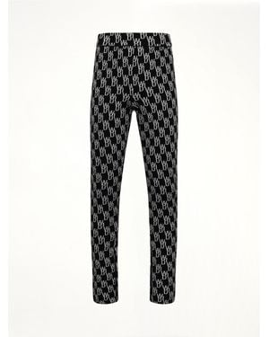 we11done Fitted Knit Side Open Jacquard Trouser - Black