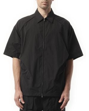 Juun.J Coach Zipup Short Sleeve Shirt, 100% Cotton - Black