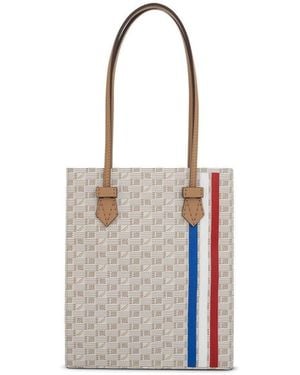 Moreau Cannes Vertical Tote Gm With Stripes, 100% Canvas - White